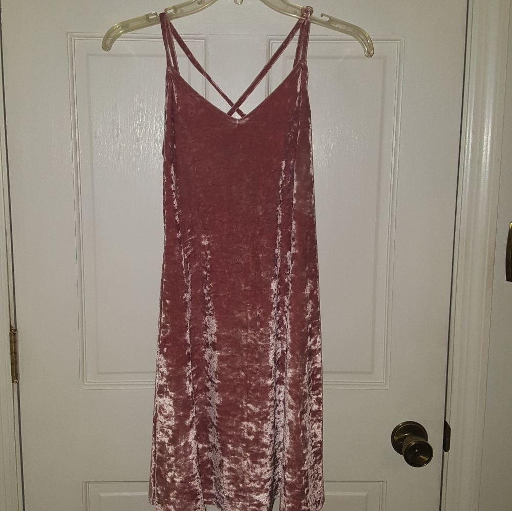 Pink crushed velvet skater dress